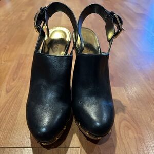 Michael Kors Black Leather Slingback Heels